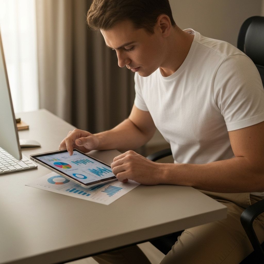 Person analyzing charts on tablet