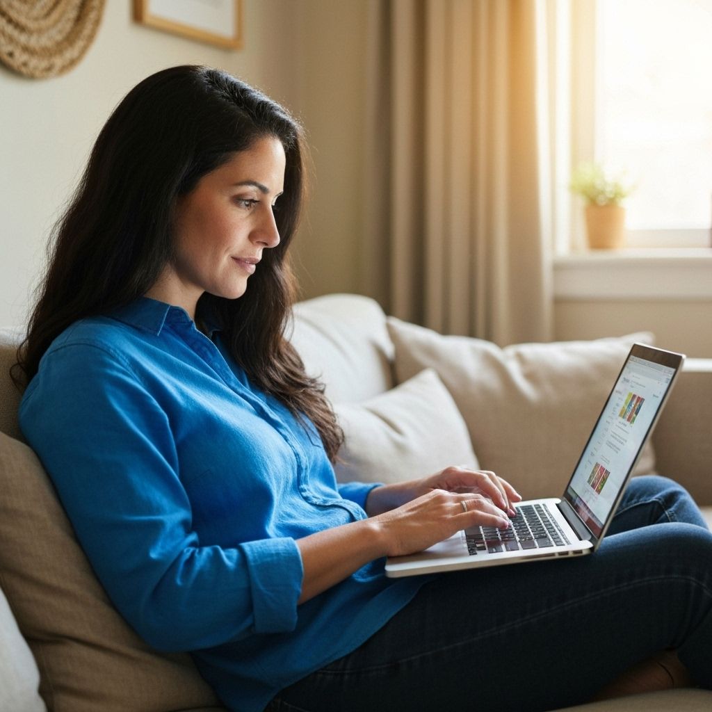 Woman on couch with laptop