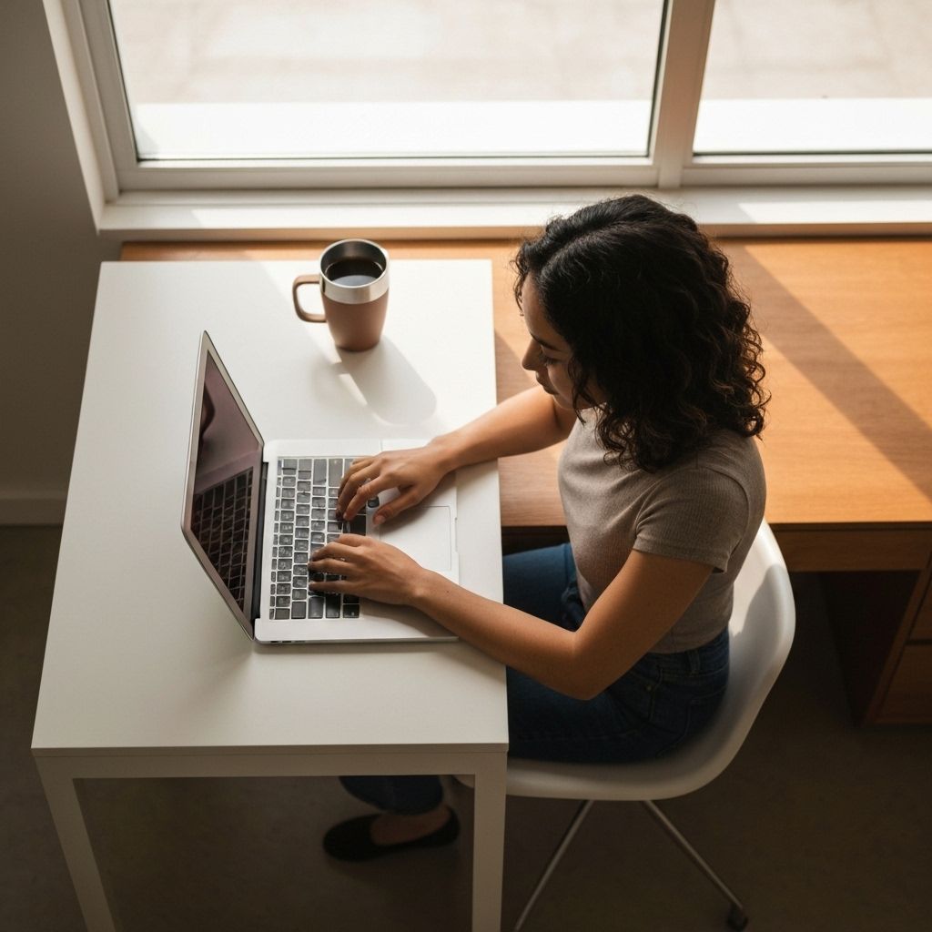 Woman working on laptop